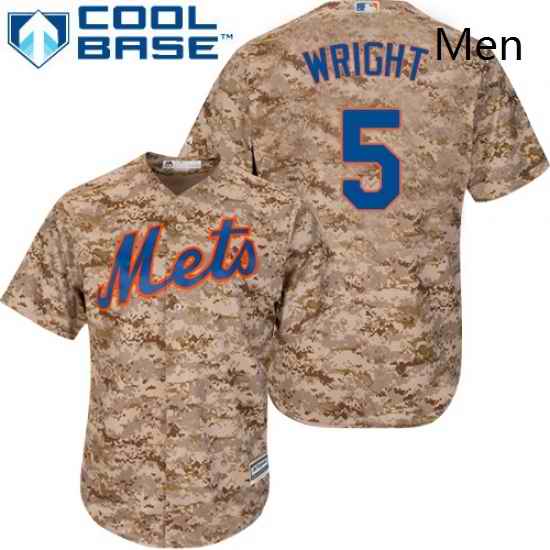 Mens Majestic New York Mets 5 David Wright Replica Camo Alternate Cool Base MLB Jersey
